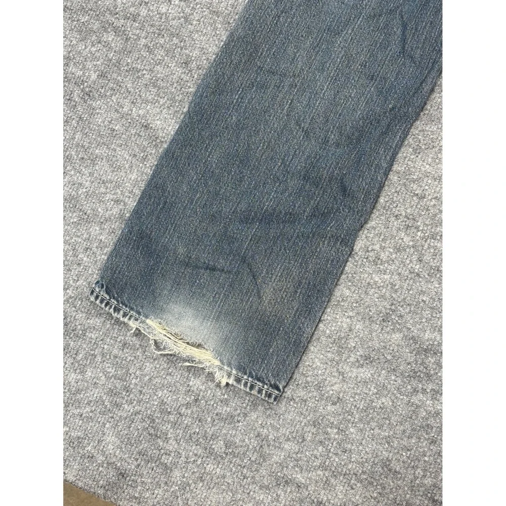 True Religion Straight Leg Distressed Blue Jeans Mens‎ 34 Made in USA Y2K Denim
